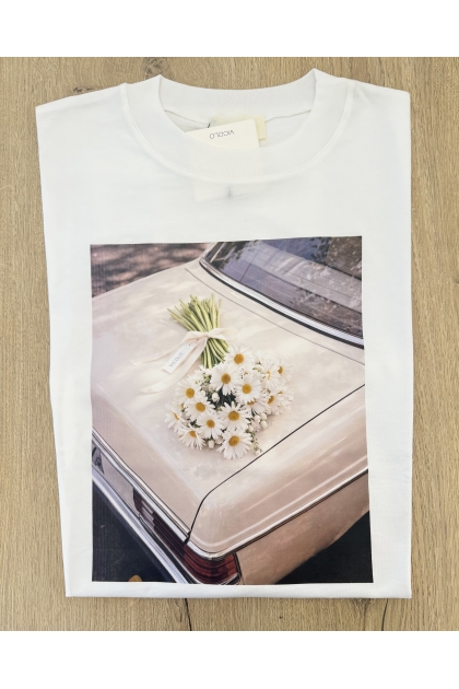 Vicolo - T Shirt Bianca "Margherite"