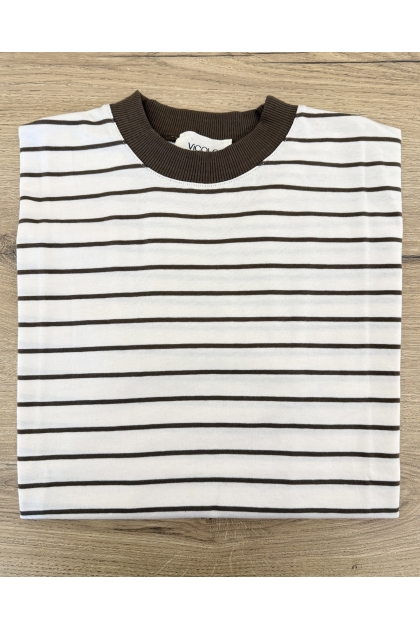 Vicolo - T Shirt Righe Marroni
