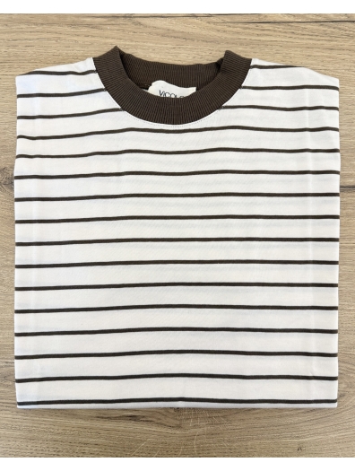 Vicolo - T Shirt Righe Marroni