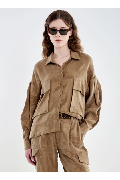 Vicolo - Camicia Con Tascone Kaki