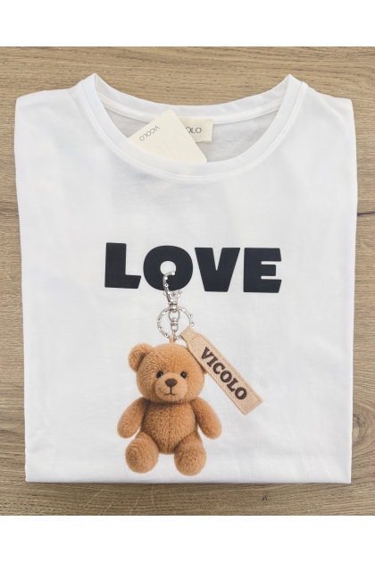 Vicolo - T Shirt bianca "Teddy Love"