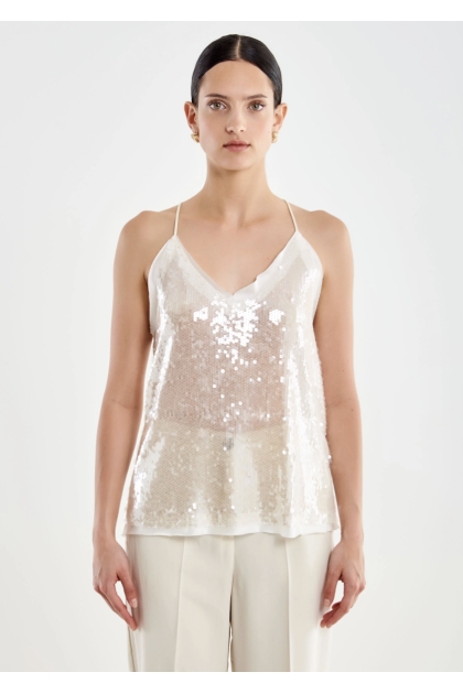 Vicolo - Top Canotta Con Paillettes