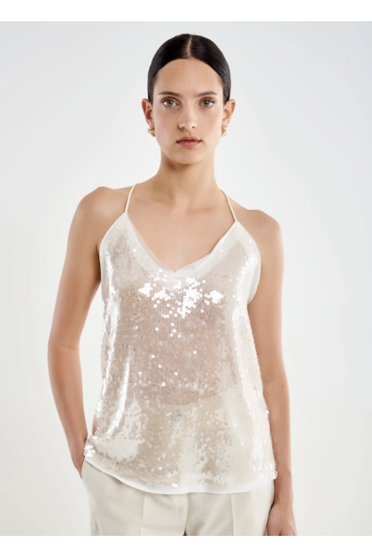 Vicolo - Top Canotta Con Paillettes