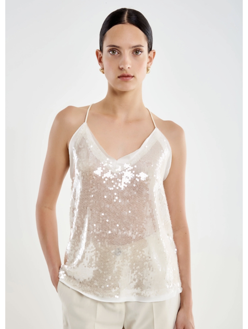 Vicolo - Top Canotta Con Paillettes