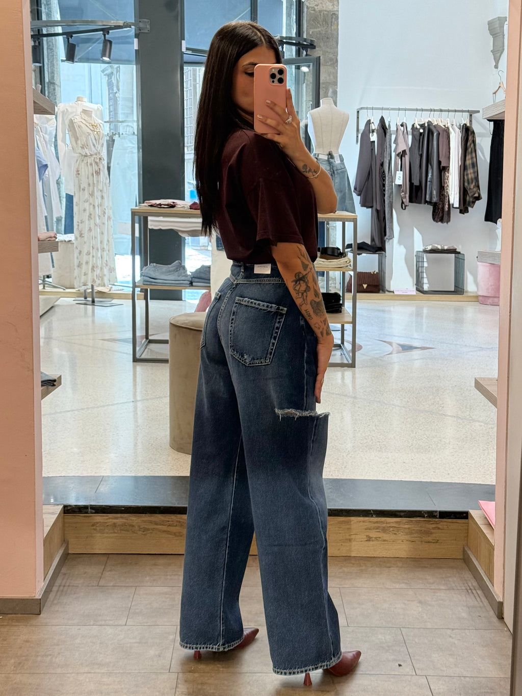ICON DENIM - Jeans Poppy Blu Con Strappi