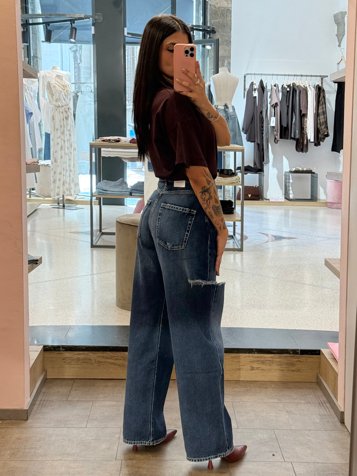 ICON DENIM - Jeans Poppy Blu Con Strappi