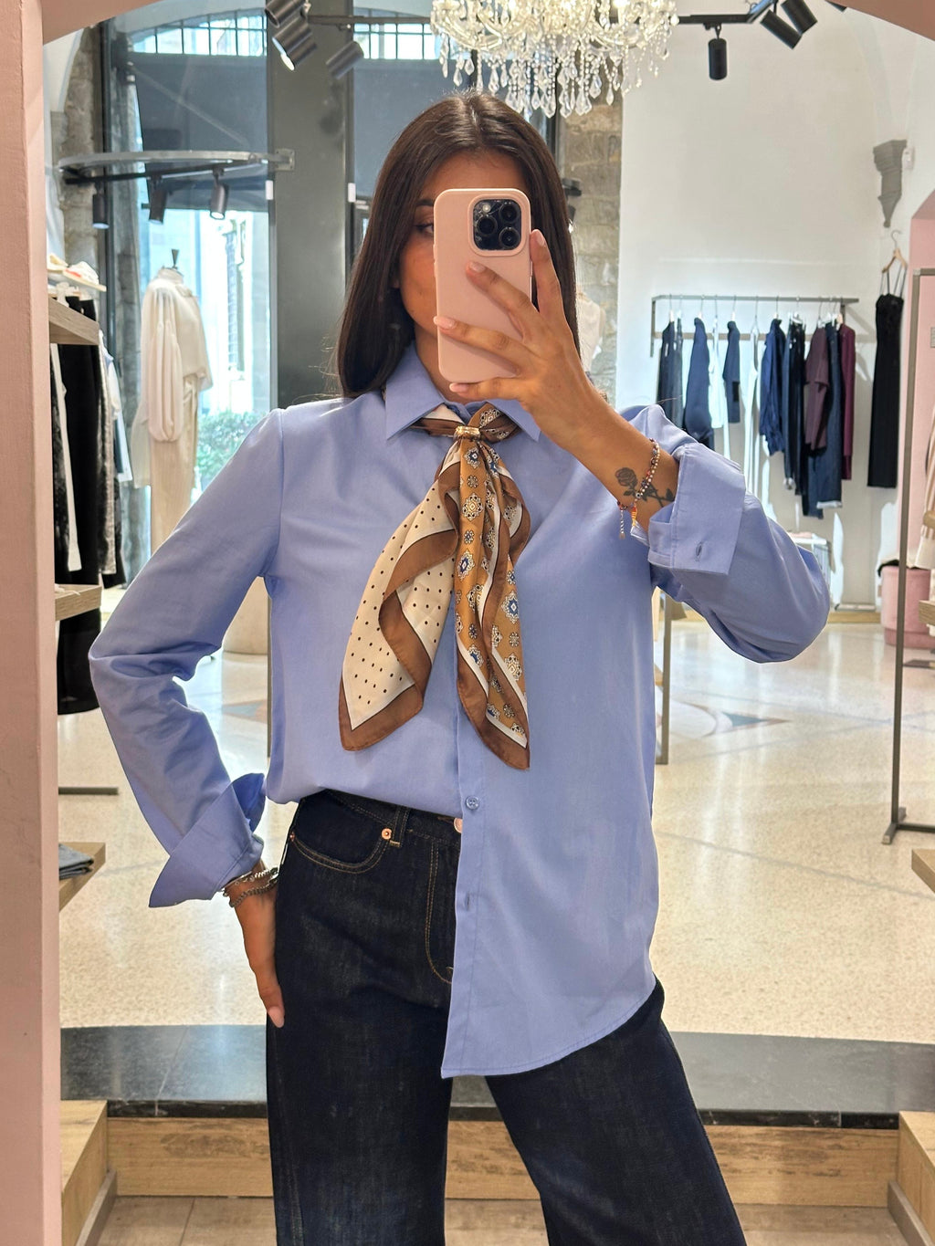 VICOLO - Camicia Azzura Con Foulard