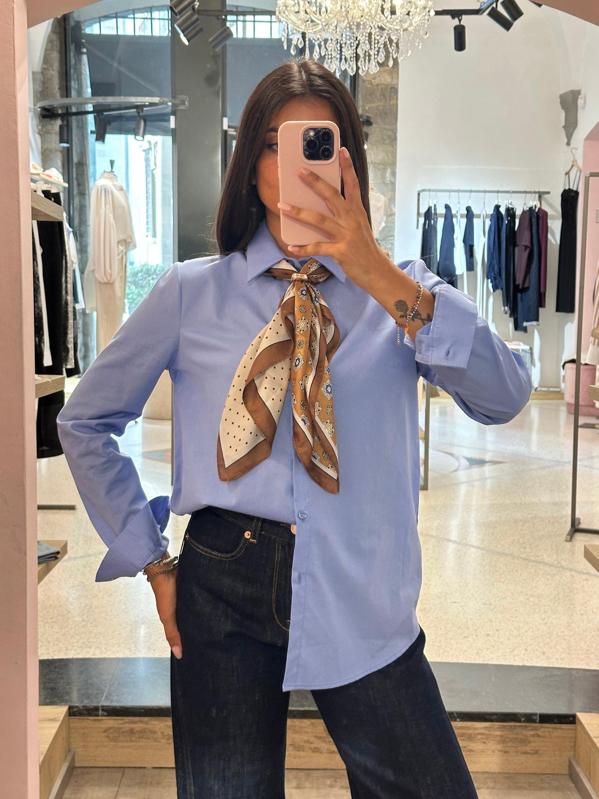 VICOLO - Camicia Azzura Con Foulard