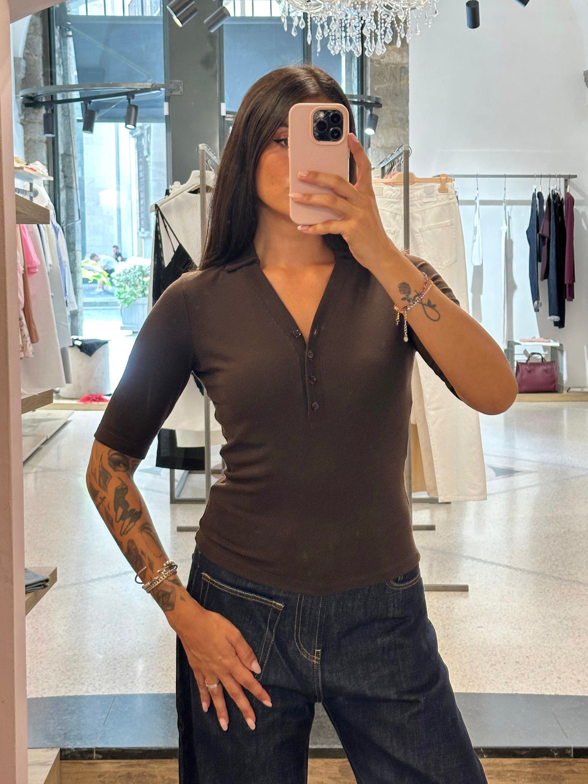 VICOLO - T Shirt in maglia a costina