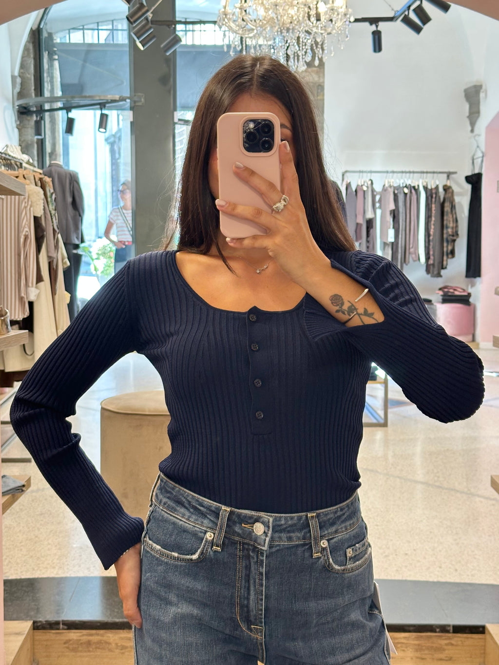 Vicolo - maglia serafino blu