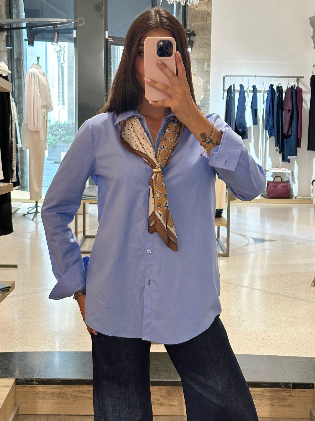 VICOLO - Camicia Azzura Con Foulard