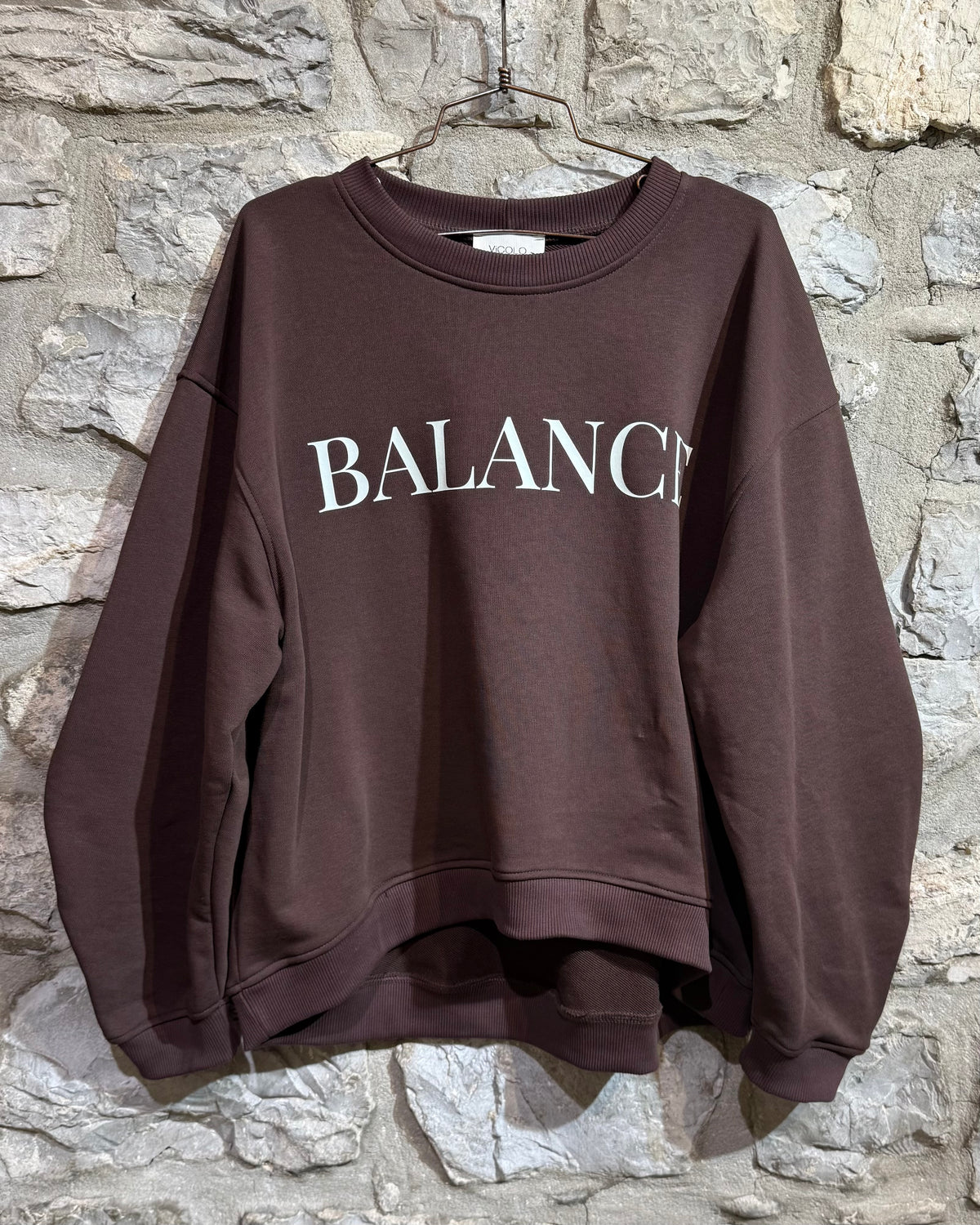 VICOLO - Felpa Over Marrone “BALANCE”