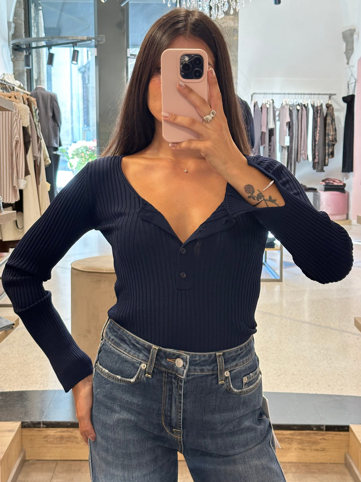 Vicolo - maglia serafino blu