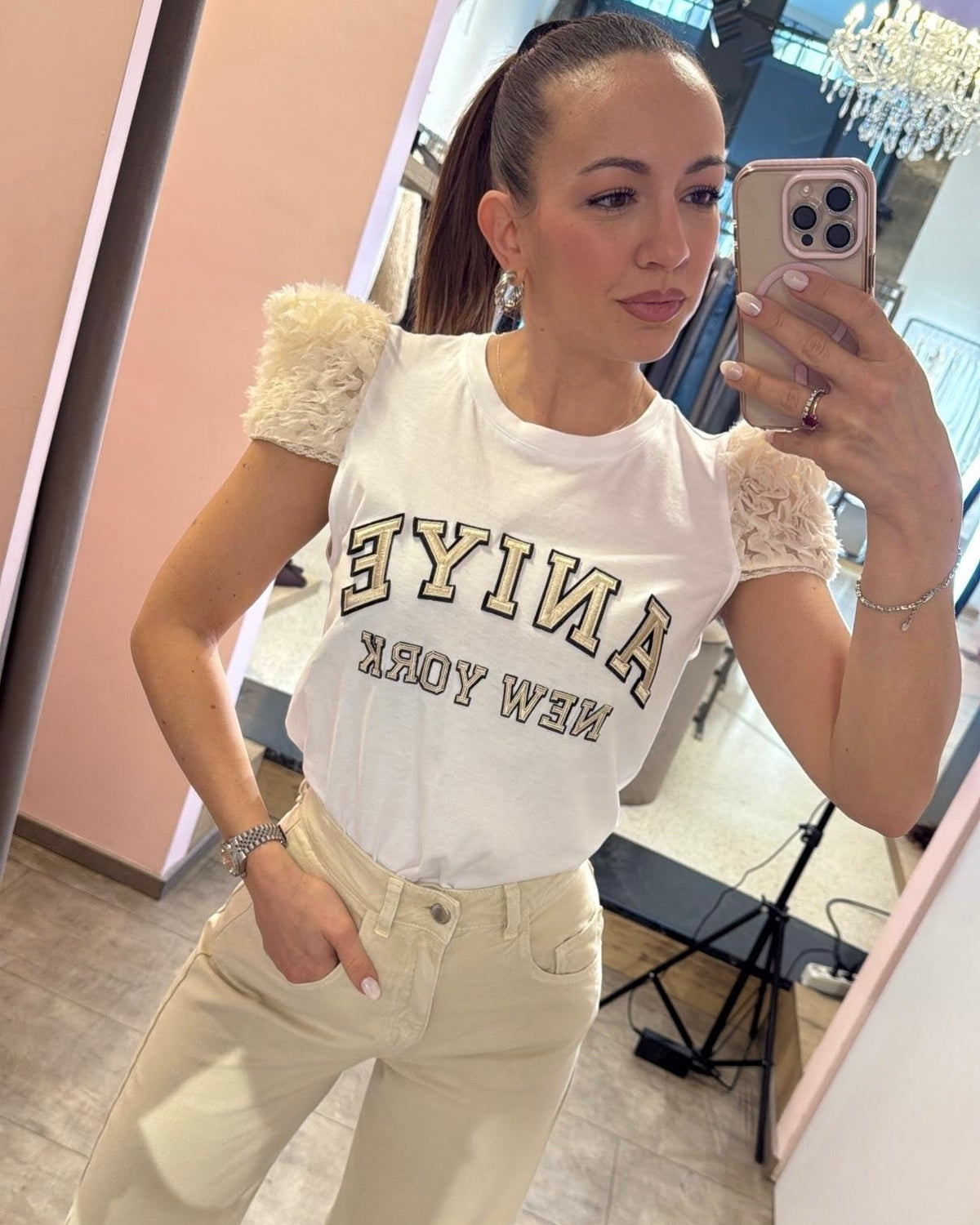 ANIYE BY - T Shirt Con Scritta Applicata