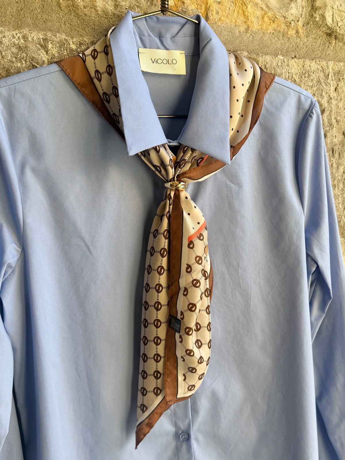 VICOLO - Camicia Azzura Con Foulard