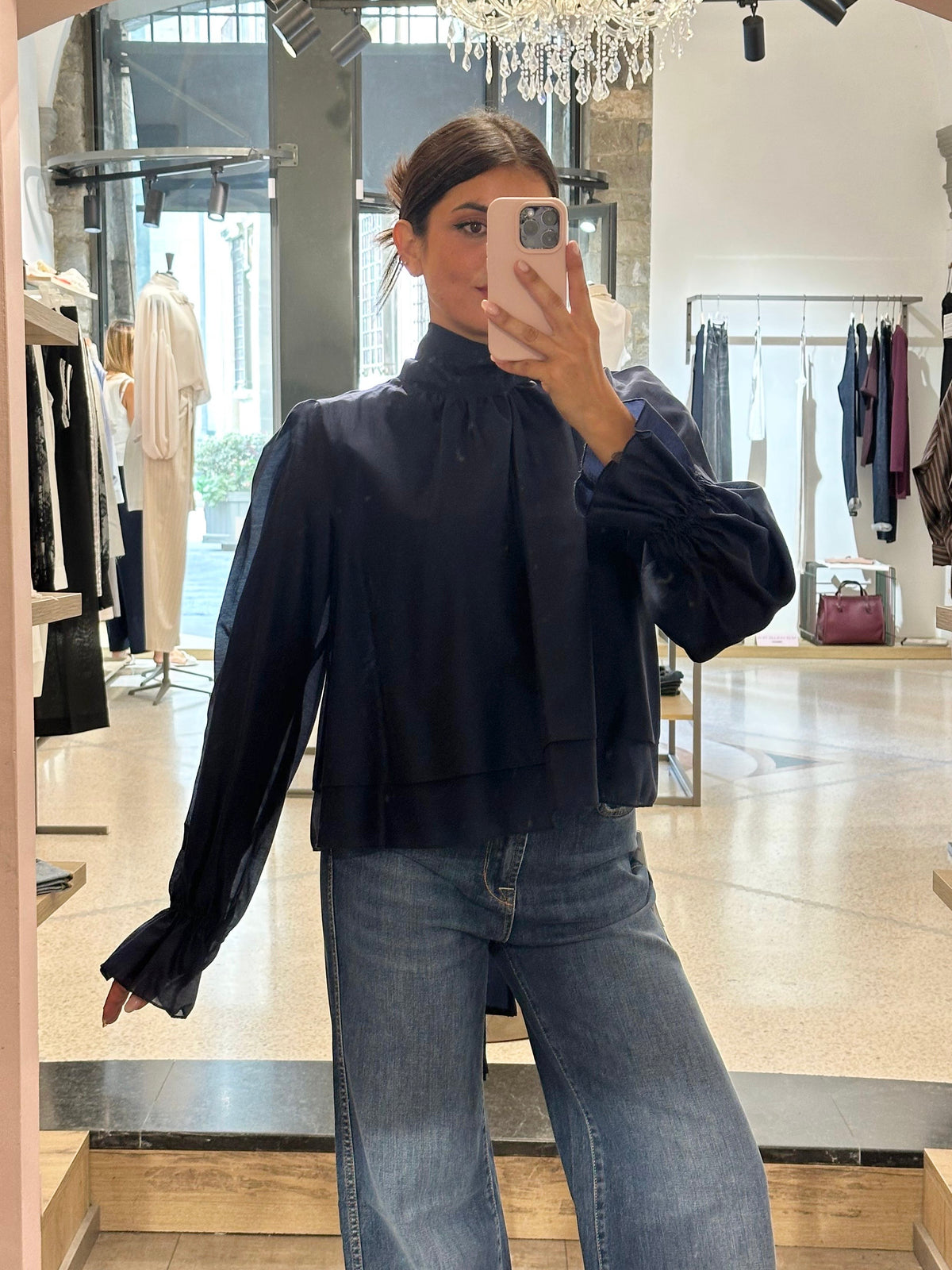 VICOLO - Camicia blu fiocco