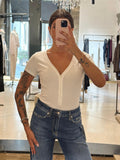 VICOLO - T Shirt in maglia a costina