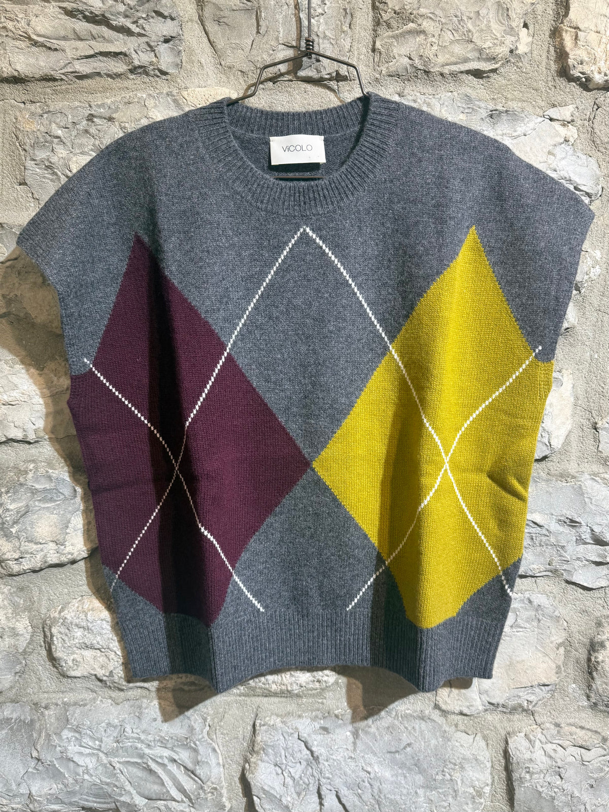 VICOLO - Maglia Gilet rombi