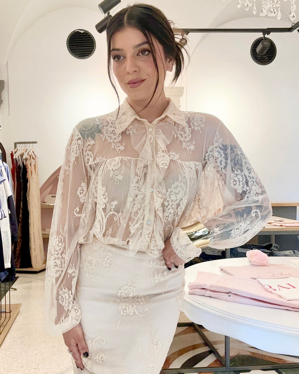ANIYE BY - Camicia Pizzo Milk