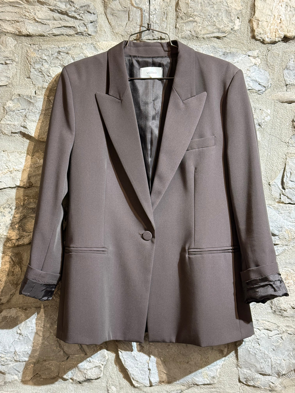 VICOLO - Giacca Blazer Monopetto Marrone