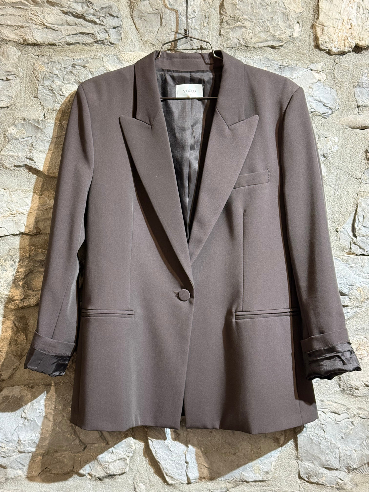 VICOLO - Giacca Blazer Monopetto Marrone