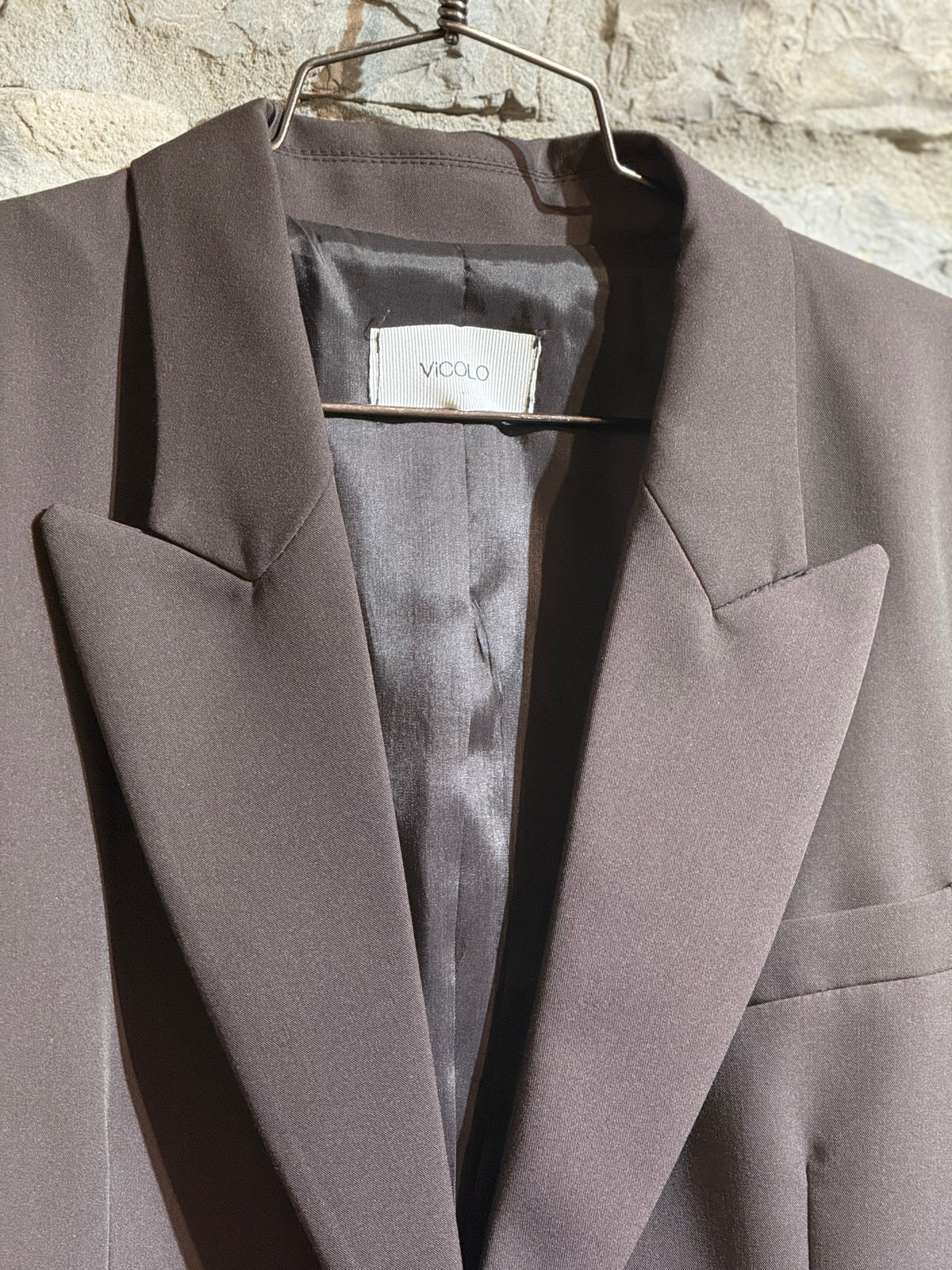 VICOLO - Giacca Blazer Monopetto Marrone