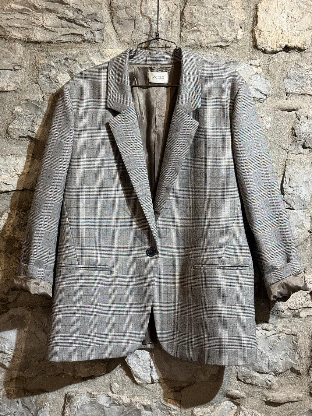 VICOLO - Giacca Blazer Monopetto Check